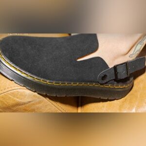 Dr. Martens Black Suede Mules